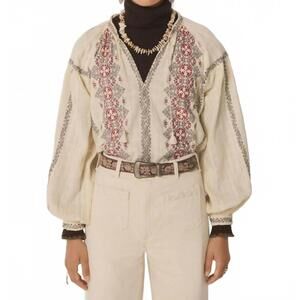 NEW MAISON HOTEL virgina embroidered blouse in danubio ecru